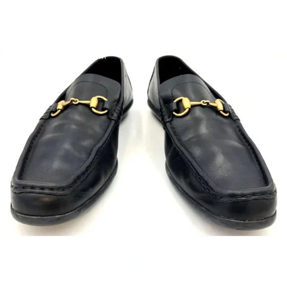 Gucci Men's Black Leather Loafers w/ Gold-Tone Horsebit Detail - Size 9.5 (+COA) - Picture 5 of 13
